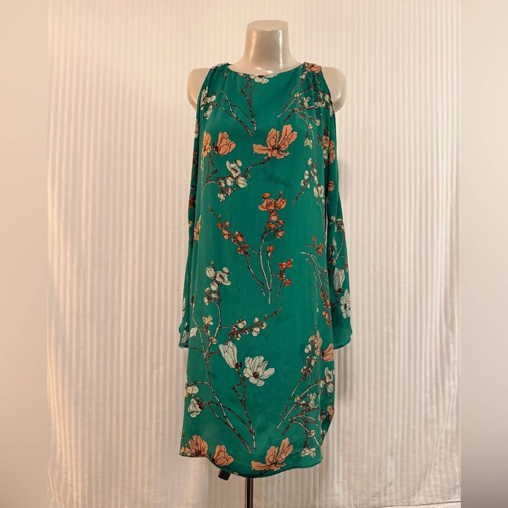 Zara Asymmetrical Green Floral Dress
